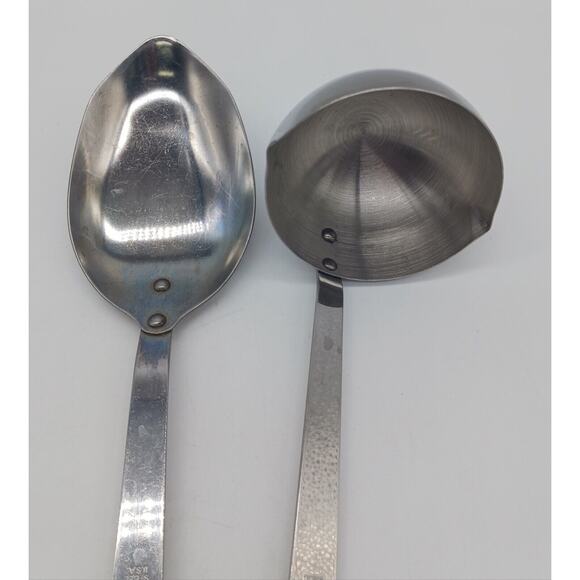 Vintage Ace Soup Ladle Serving Spoon Light Gray Handle Lot of 2 Stainless USA - Picture 3 of 9